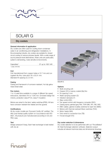 Solar G - Dry coolers 