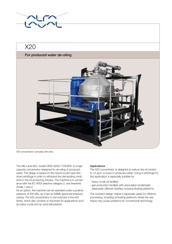 X20 Skid-mounted centrifuge for heavy crude oil dehydration