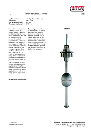 2014 Transmitter Series XT-800R