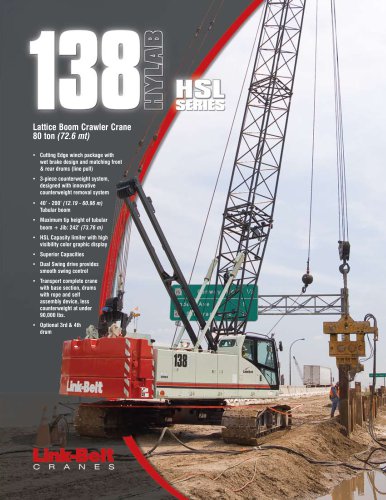 138 HSL 80-ton (77.62 mt) Lattice Boom Crawler Crane