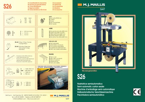 S26 Semi automatic carton sealer range