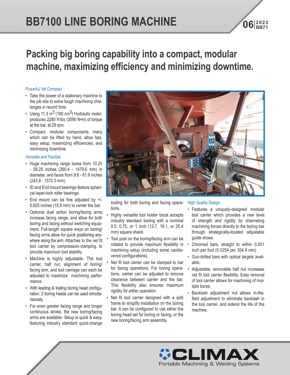 BB7100 LINE BORING MACHINE - CLIMAX