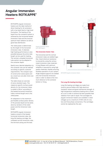 Angular Immersion Heaters ROTKAPPE&reg;