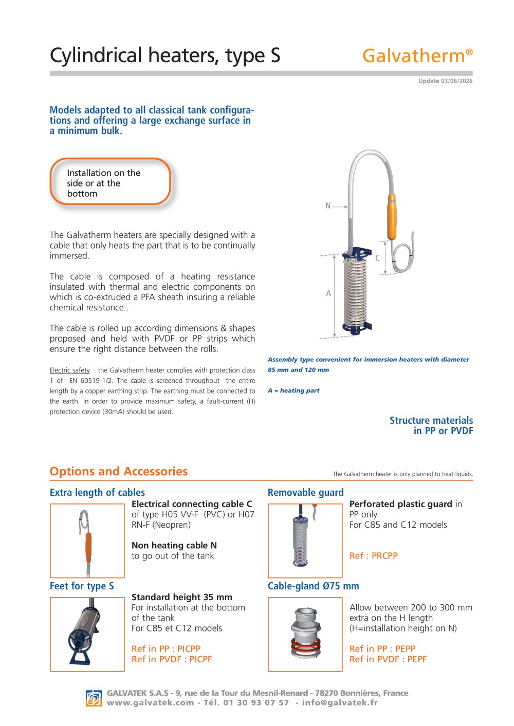 Galvatherm - Cylindrical heaters, Type S - Galvatek