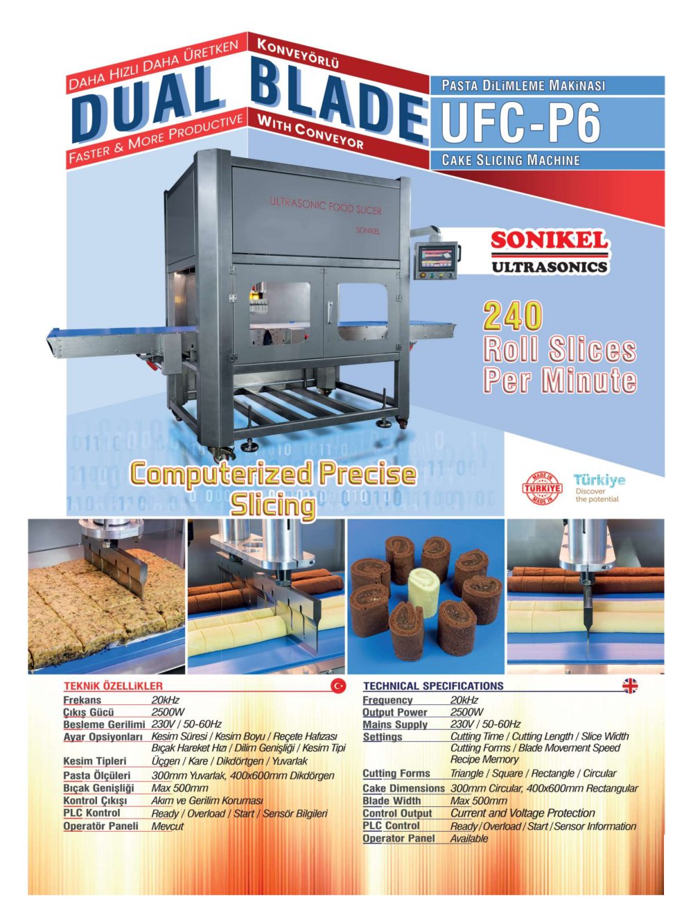 UFC-P6 - Ultrasonic Slicer with Conveyor Belt - Sonikel Ultrasonics