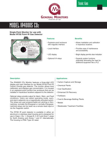 IR4000S-CO2 Single Point Gas Monitor