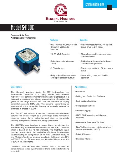 S4100C Combustible Gas Detector (EU approvals)