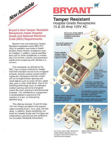 Tamper Resitant Hospital Grade Receptacles