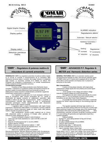 BMR - advanced p.f. regulator & meter and harmonic distorsion series