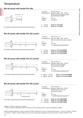 Sensors for surface measurements, NiCr-Ni 