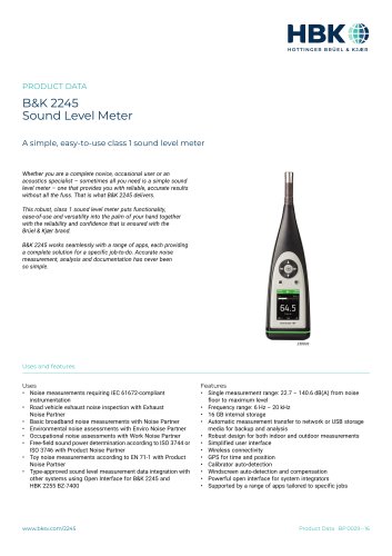 B&K 2245 Sound Level Meter