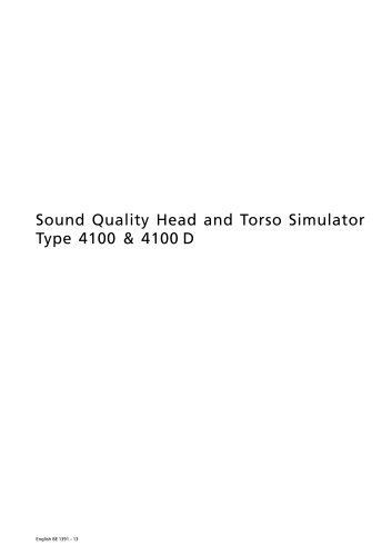 Sound Quality Head and Torso Simulator Type 4100 & 4100 D