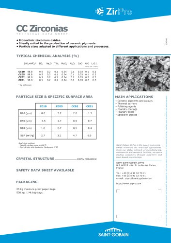 CC Zirconias  TECHNICAL DATA SHEET