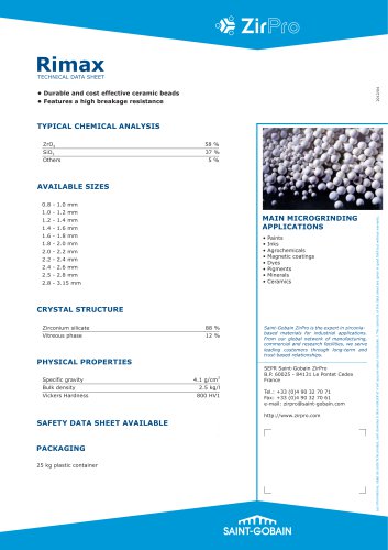 Rimax TECHNICAL DATA SHEET