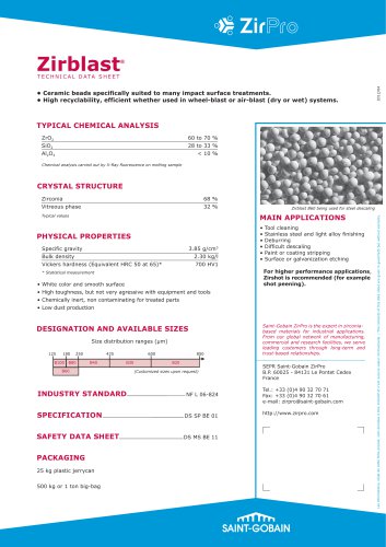 Zirblast TECHNICAL DATA SHEET