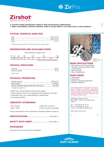 Zirshot TECHNICAL DATA SHEET