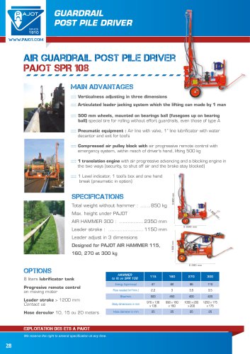 AIR Guardrail Post pile driver PAJOT SPR 108