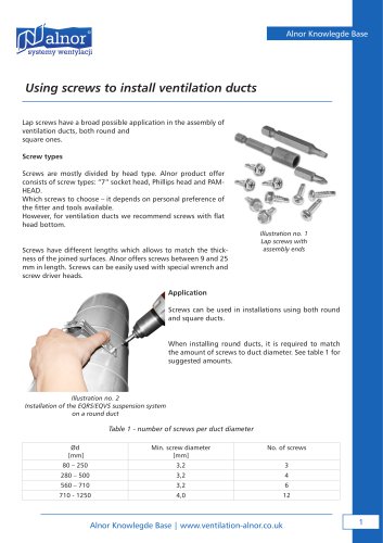 Ductwork installation guide - screws usage