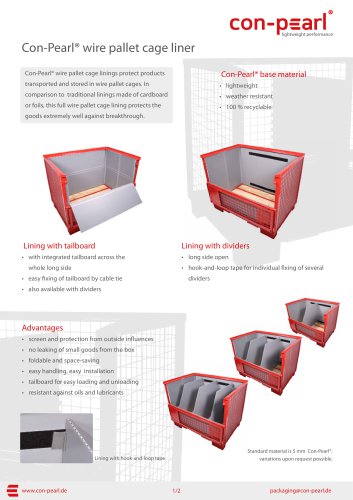 Con-Pearl® wire pallet cage liner