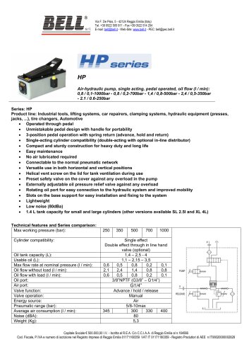 HP SERIES - Air-hydraulic foot pump HP