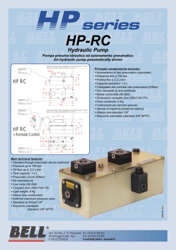 HP SERIES - HPRC - Pneumatic hydropneumatic pump