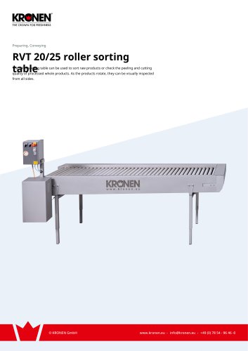 RVT 20/25 roller sorting table The roller sorting ta