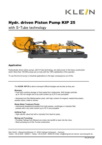 Hydr. driven Piston Pump KIP 25