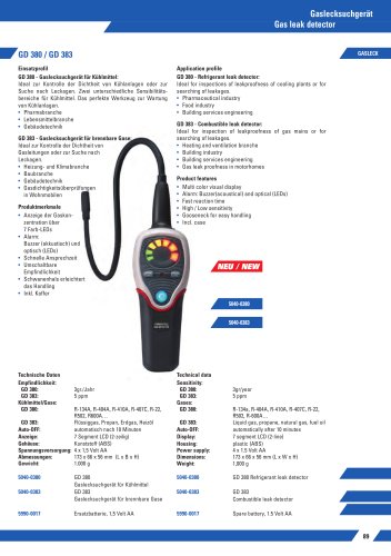 Gas leak detector GD 380/383