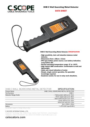 HHB C Wall Searching Metal Detector