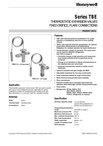 TBE Valve Datasheet 