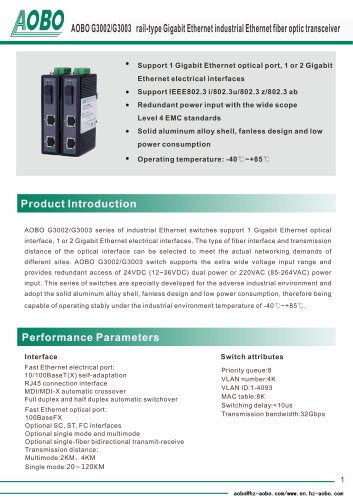 3G ports Ethernet over fiber transceiver with Rail-type /AOBO G3002/G3003