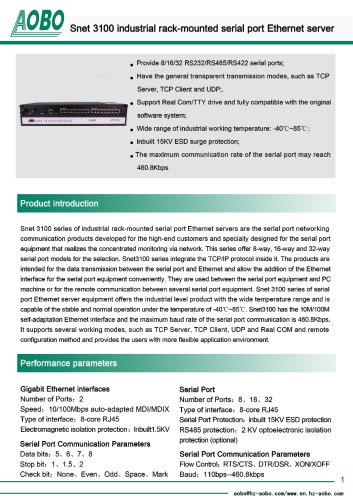 Industrial rack-mounted serial port Ethernet server/AOBO Snet3100