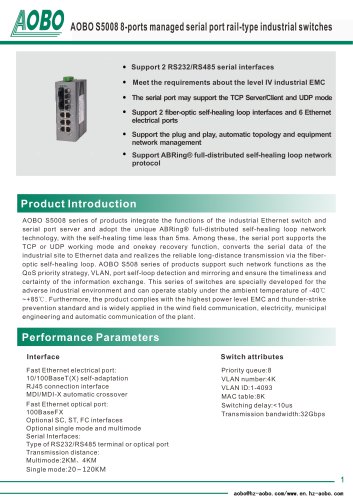 Managed ethernet switch  8 ports  serial  DIN rail /AOBO S5008