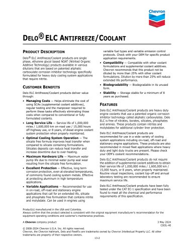 DELO&reg; ELC ANTIFREEZE/C OOLANT