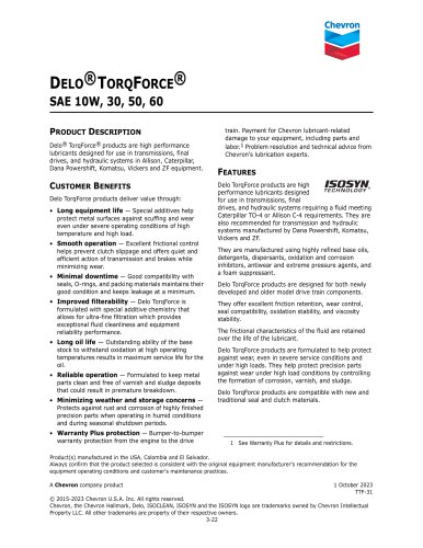 DELO® TORQFORCE® SAE 10W, 30, 50, 60