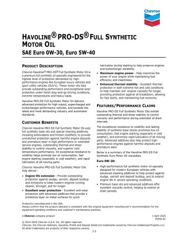 HAVOLINE&reg; PRO-DS&reg; FULL SYNTHETIC MOTOR OIL