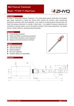 ZHYQ PT124G-111 rigid melt pressure transducer for plastic exturder