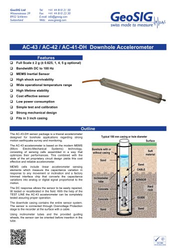 AC - 43 / AC - 42 / AC - 41 - DH  Downhole Accelerometer