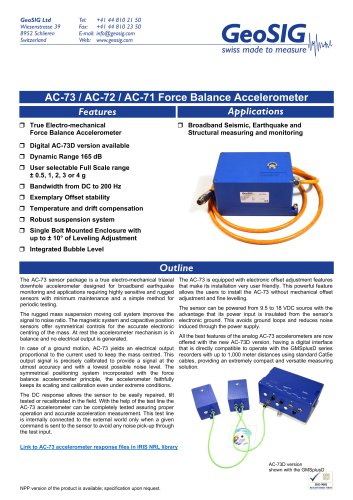 AC-73 / AC-72 / AC-71 Force Balance Accelerometer