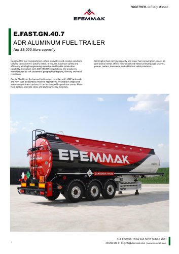 Efemmak E.FAST.GN.40.7 ADR Aluminum Fuel Trailer Brochure