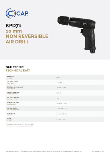 KPD71 10 mm NON REVERSIBLE AIR DRILL