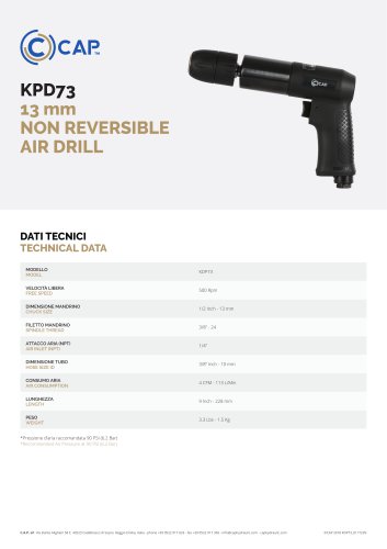 KPD73 13 mm NON REVERSIBLE AIR DRILL