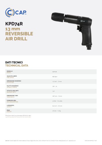 KPD74R 13 mm REVERSIBLE AIR DRILL