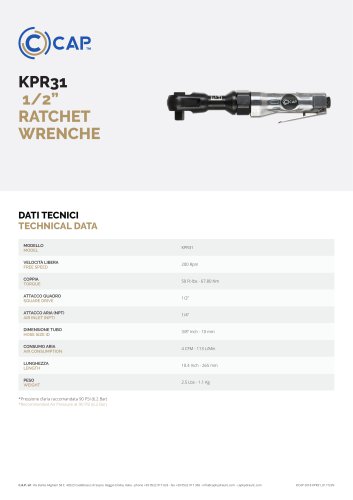 KPR31  1/2” RATCHET WRENCHE