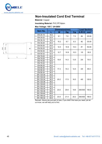 DEMOELE- Non-Insulated Cord End Terminal