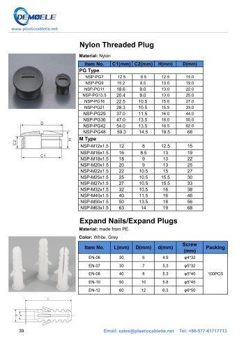 DEMOELE- Nylon Threaded Plug