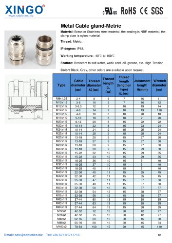 Xingo-Metal Cable gland-Metric