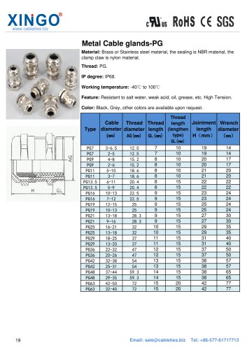 Xingo-Metal Cable glands-PG