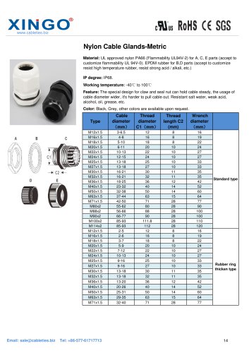 Xingo-Nylon Cable Glands-Metric