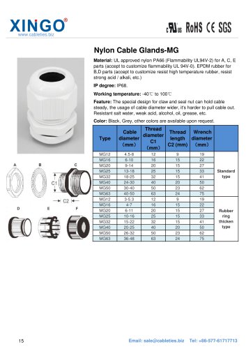 Xingo-Nylon Cable Glands-MG